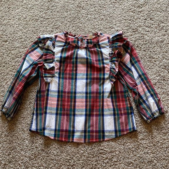 Crewcuts Ruffle plaid Shirt Size 10 - Picture 1 of 3